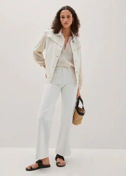 Wide-leg jeans with pockets off white - Woman - 4 - MANGO