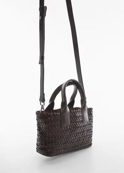 Braided leather bag chocolate - Woman - One size - MANGO