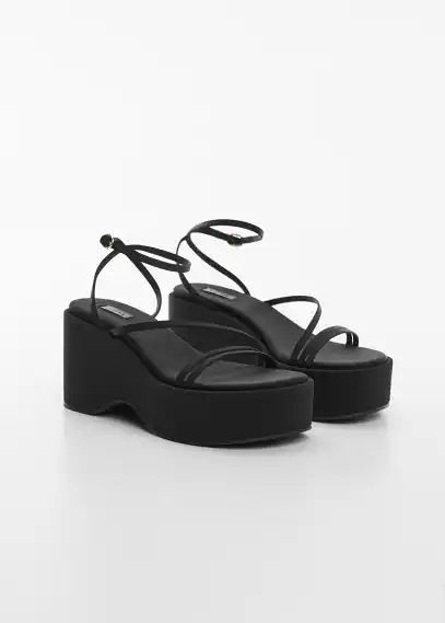 Platform strap sandals black - Woman - 3 - MANGO
