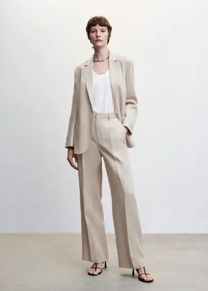 Linen suit trousers beige - Woman - XS - MANGO