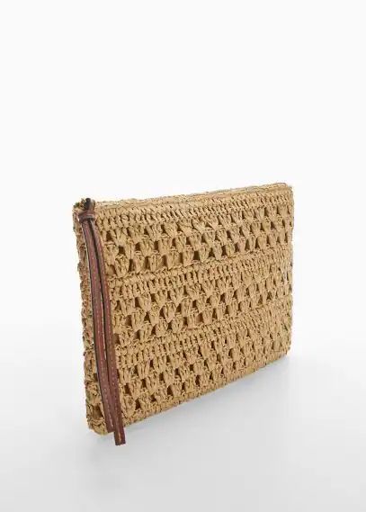 Natural fiber handbag medium brown - Woman - One size - MANGO