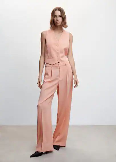 wide leg suit trousers pastel pink - Woman - 4 - MANGO