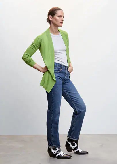 Fine-knit cardigan green - Woman - XXS - MANGO