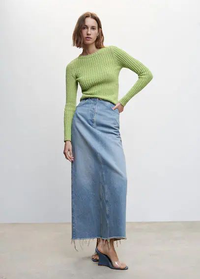 Ribbed chunky-knit sweater green - Woman - XXS - MANGO