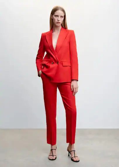 100% linen trousers coral red - Woman - XXS - MANGO