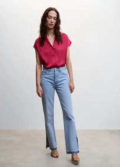 Short-sleeved satin shirt strawberry - Woman - 4 - MANGO