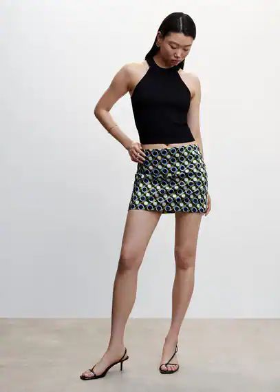 Printed miniskirt black - Woman - XS - MANGO