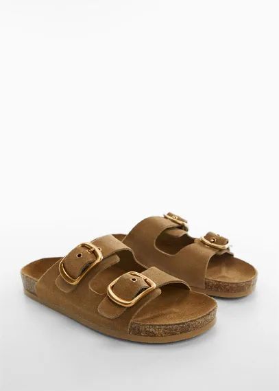 Buckle leather sandals medium brown - Woman - 3 - MANGO