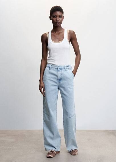 Wideleg mid-rise jeans light blue - Woman - 18 - MANGO