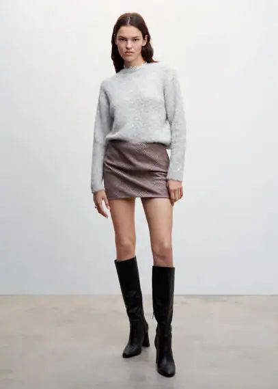 Bouclé sweater light heather grey - Woman - XXS - MANGO