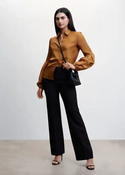 Puff sleeves blouse brown - Woman - 8 - MANGO