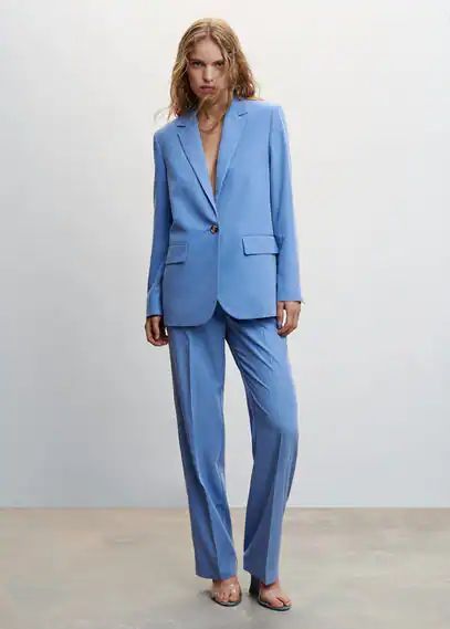 Modal-blend suit blazer sky blue - Woman - XXS - MANGO