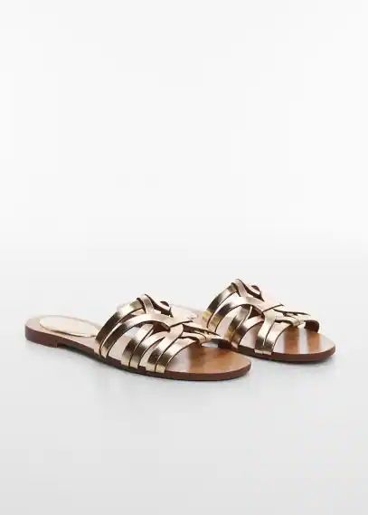 Leather straps sandals gold - Woman - 6 - MANGO