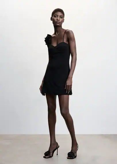 Dress with gathered strap detail black - Woman - 8 - MANGO