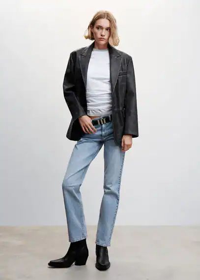 Medium-comfort straight jeans light blue - Woman - 14 - MANGO
