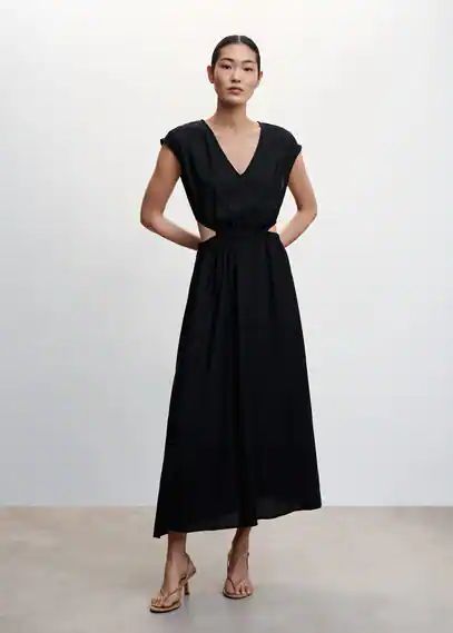 Side slit dress black - Woman - 4 - MANGO