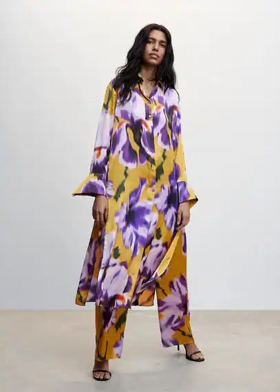 Floral shirt dress purple - Woman - 8 - MANGO