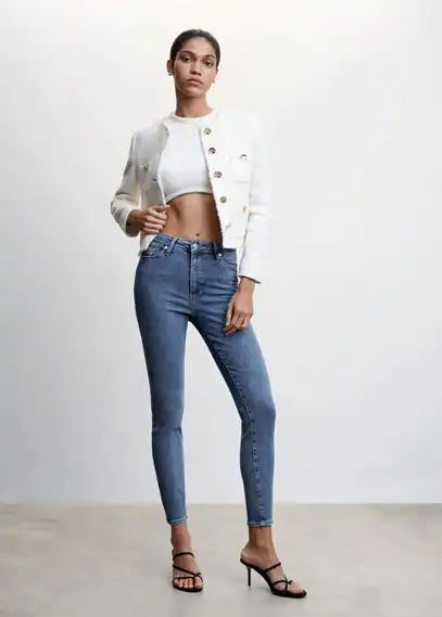 High-rise skinny jeans medium blue - Woman - 18 - MANGO