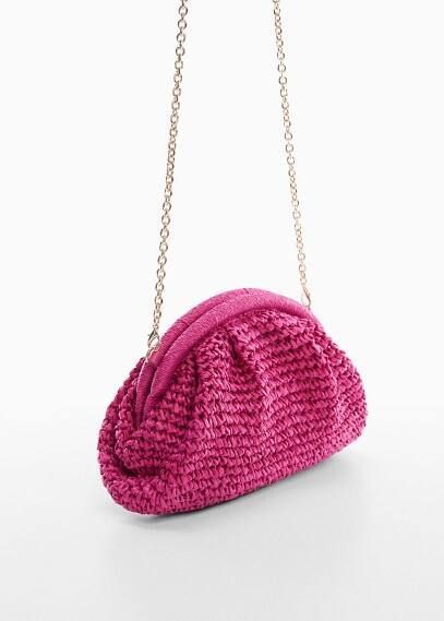 Natural fiber handbag fuchsia - Woman - One size - MANGO