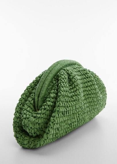 Natural fiber handbag green - Woman - One size - MANGO