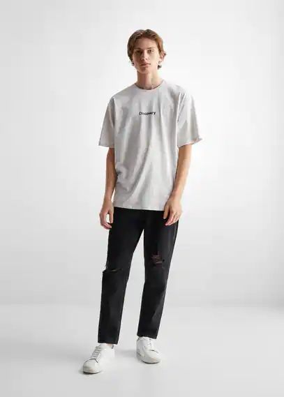 Discovery logo t-shirt light heather grey - Teenage boy - XXS - MANGO TEEN