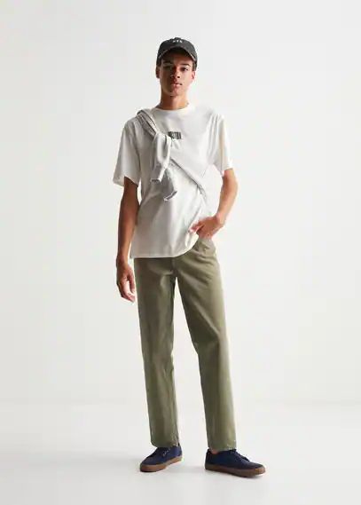 Embroidered message T-shirt white - Teenage boy - XXS - MANGO TEEN