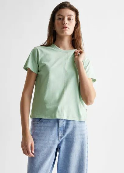 Cotton sewing t-shirt pastel green - Teenage girl - XXS - MANGO TEEN