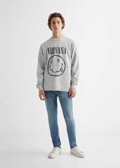 Nirvana sweatshirt light heather grey - Teenage boy - XXS - MANGO TEEN