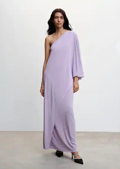 Asymmetrical sleeve dress light/pastel purple - Woman - 8 - MANGO