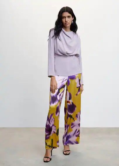 Knot detail blouse lavender - Woman - 8 - MANGO