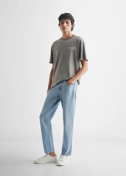 Printed cotton-blend T-shirt grey - Teenage boy - XXS - MANGO TEEN