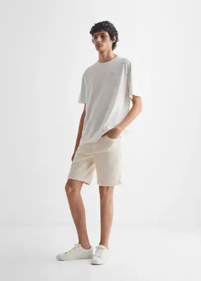 Cotton denim shorts off white - Teenage boy - XXS - MANGO TEEN