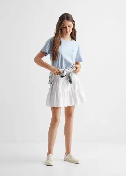 Gathered skirt with ruffles white - Teenage girl - XXS - MANGO TEEN