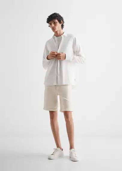 Linen-blend shirt white - Teenage boy - XXS - MANGO TEEN