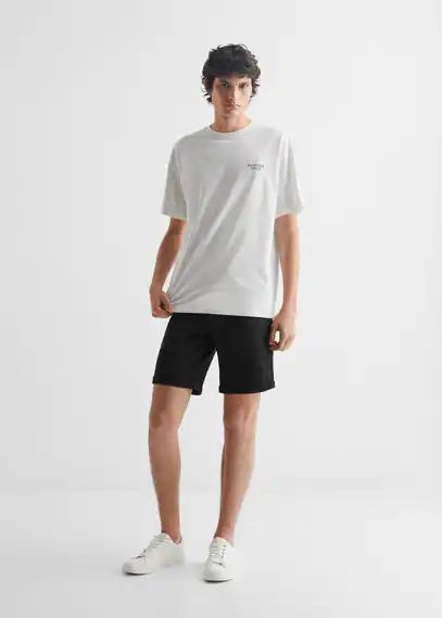 Printed cotton-blend T-shirt off white - Teenage boy - XXS - MANGO TEEN