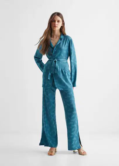 Suit jacket with belt blue - Teenage girl - XXS - MANGO TEEN