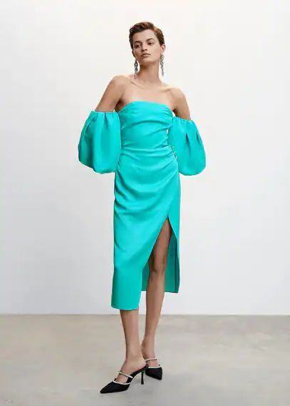 Jewel button skirt turquoise - Woman - S - MANGO