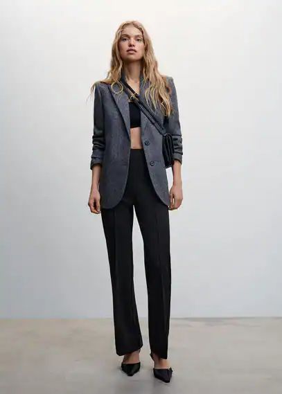 Seam-detail straight-fit trousers black - Woman - XS - MANGO