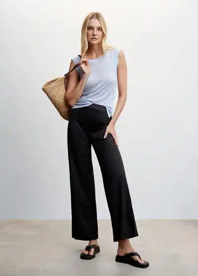 Straight trousers with openings black - Woman - XXS - MANGO