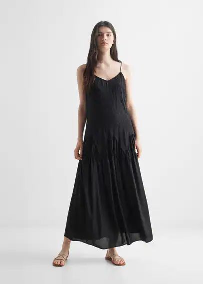 Embroidered long dress black - Teenage girl - XXS - MANGO TEEN