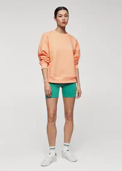 Logo cotton sweatshirt orange - Woman - S - MANGO