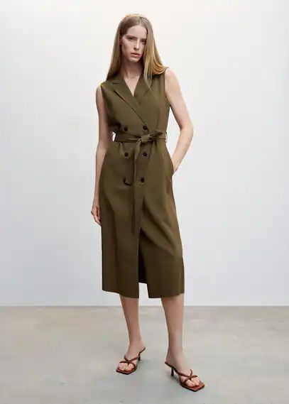 Midi vest dress khaki - Woman - 4 - MANGO