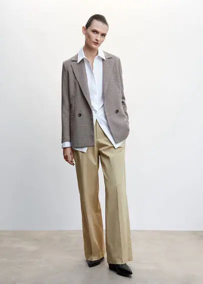 Wrap check suit jacket brown - Woman - XXS - MANGO