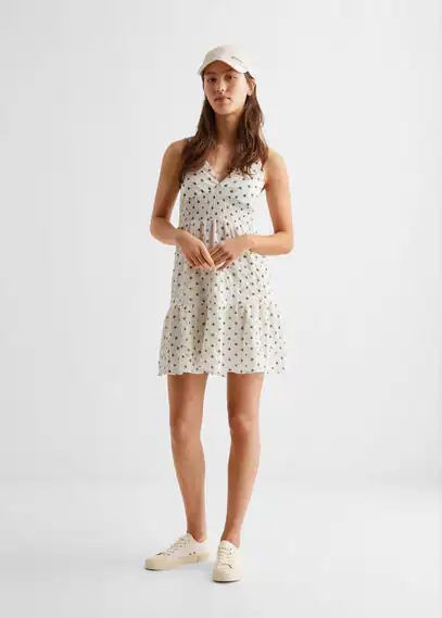 Printed ruched dress ecru - Teenage girl - XXS - MANGO TEEN