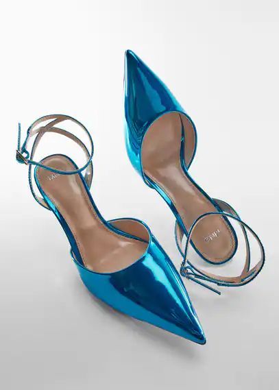 Metallic heel shoes blue - Woman - 2 - MANGO