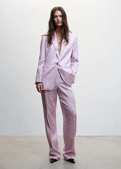 Satin pants with polka dots light/pastel purple - Woman - 4 - MANGO