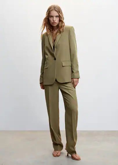Modal-blend suit blazer khaki - Woman - XXS - MANGO