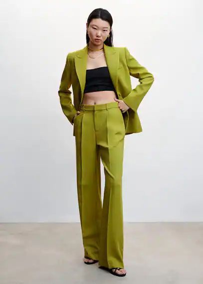 wide leg suit trousers green - Woman - 4 - MANGO