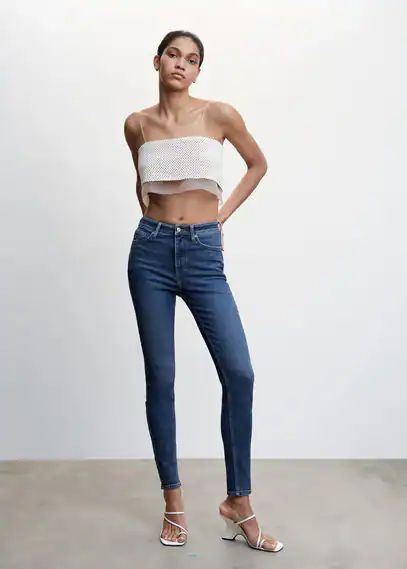High-rise skinny jeans dark blue - Woman - 6 - MANGO