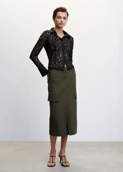 Pencil skirt with pockets green - Woman - 6 - MANGO